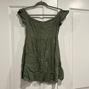 L.A. hearts olive green button up short dress. Size medium